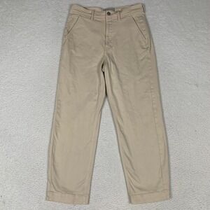 Everlane Straight Leg Crop Pants Size 8 Tall (30x28) Twill Stretch Beige Cotton
